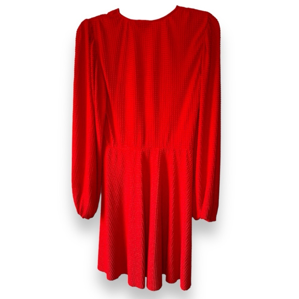 Topshop Red V Neck long sleeve dress - Picture 2 of 3